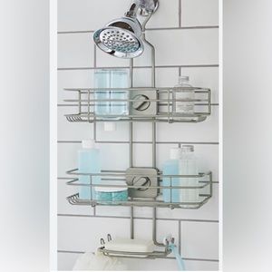 Zenna Home Satin Chrome Aluminum 2-Shelf Over The Showerhead Hanging Shower